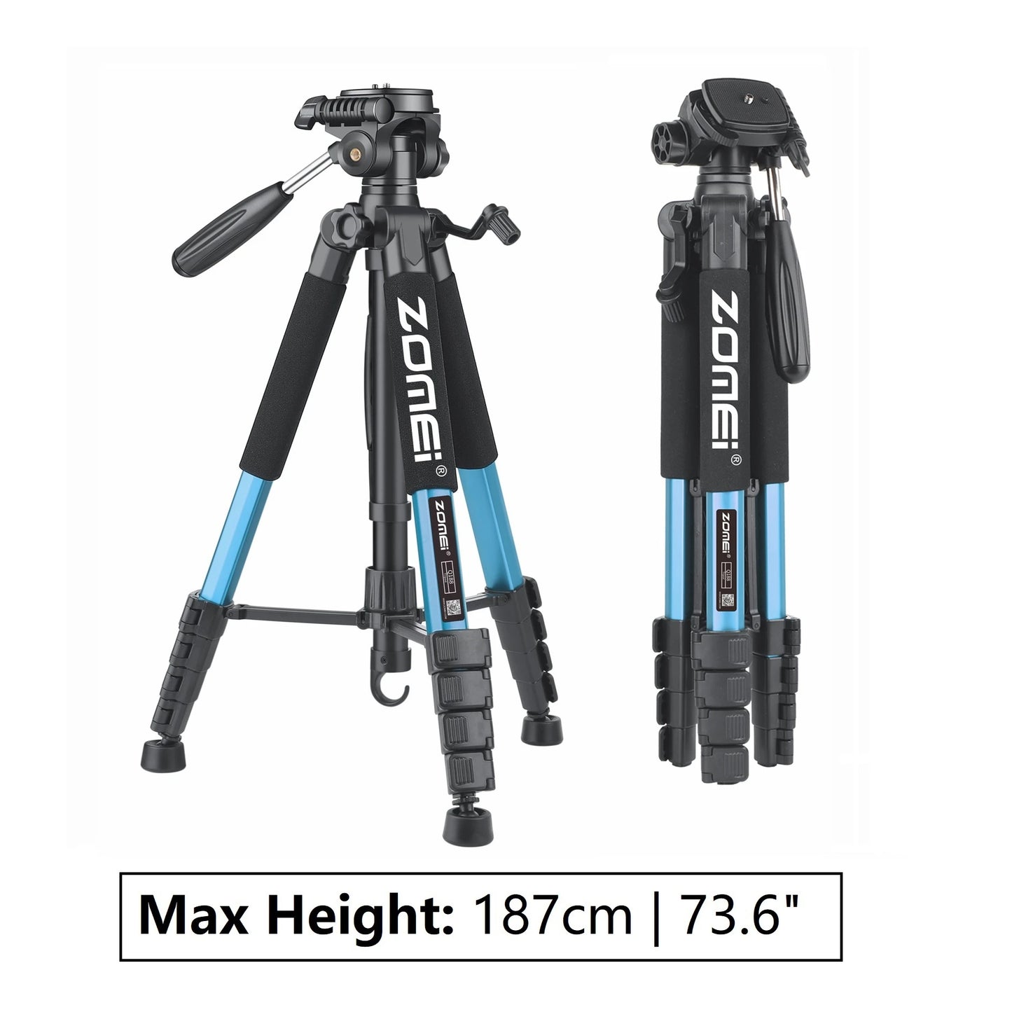 Trípode profesional compacto de aluminio de 188 cm/73,6 pulgadas de alto para cámara digital, Canon, DSLR, teléfono inteligente, trípode fotográfico