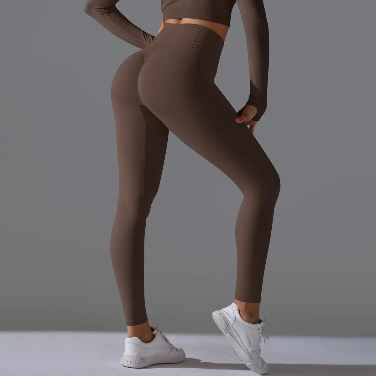 Leggings deportivos de yoga para mujer, sin costuras, cintura alta, elásticos, color sólido, para gimnasio, correr, secado rápido, realce y efecto moldeador.