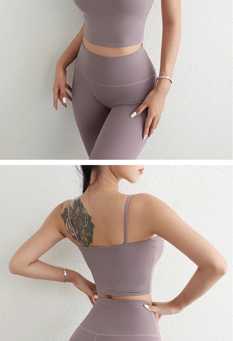 Women Yoga Suit Adjustable Sling Strap Sports Bra U Cut Scrunch Butt Workout Leggings Butt Lifting Excluding pants