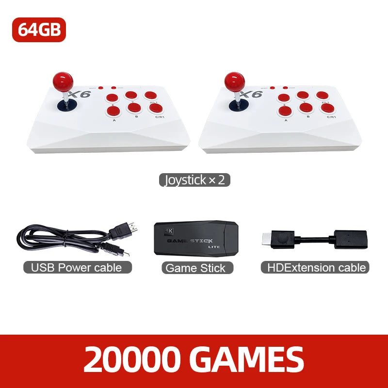 Consola de videojuegos arcade VILCORN 4K TV Game Stick con doble joystick arcade para juegos MAME/Sega/PS1/Atari, regalo para niños