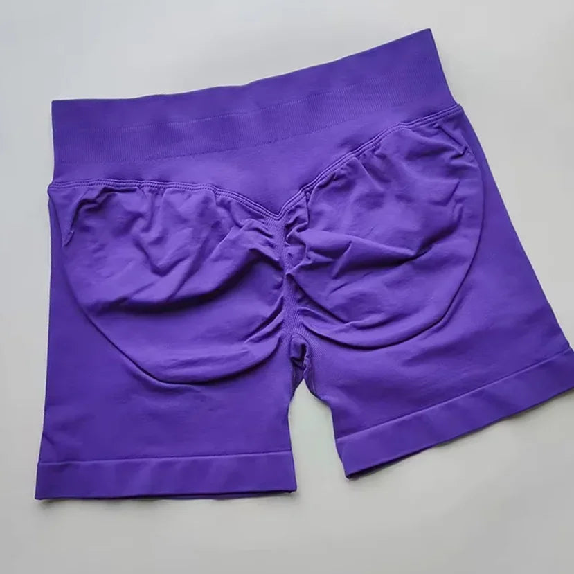 Pantalones cortos deportivos de impacto para mujer, cintura baja acanalada, sin costuras, ajustados, para entrenamiento, gimnasio, pantalones cortos elásticos para correr con cintura alta
