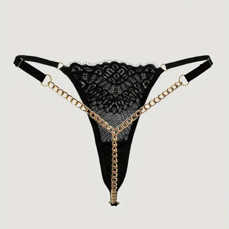 Tangas y bragas transparentes de encaje, tipo G-string, para mujer, con abertura en la cadera, estilo perla, huecas, de encaje sólido, lencería erótica femenina.