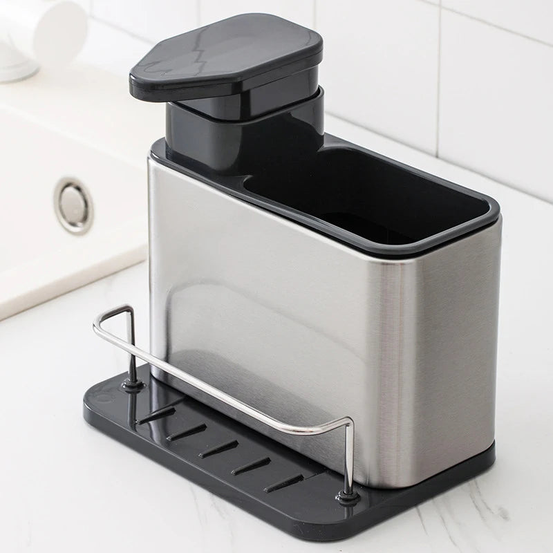 Estante de almacenamiento multifuncional para esponja de lavado de fregadero de cocina, dispensador de jabón, organizador de botellas de detergente de manos, soportes de soporte