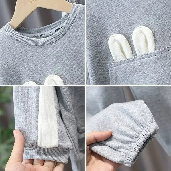 Conjuntos de ropa para niños con lazo, ropa de bebé niña, ropa de boutique para niños, sudadera con bolsillo y pantalones, conjunto para 1 a 6 años
