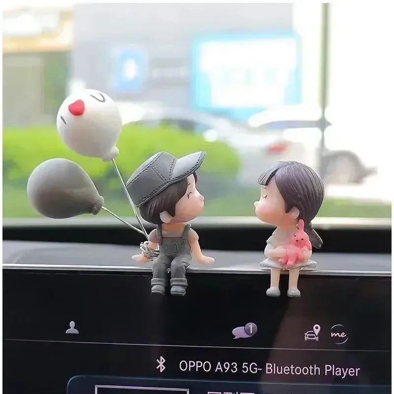 Lindos adornos de pareja para coche, decoración de interiores, manualidades, escritorio de oficina, globos, adornos de pareja, decoración de figuras para panel de instrumentos