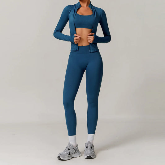 Conjunto de yoga deportivo sin costuras para mujer, 2 o 3 piezas, ropa deportiva para gimnasio, conjuntos de yoga para mujer, chándales, sujetador deportivo, leggings para gimnasio