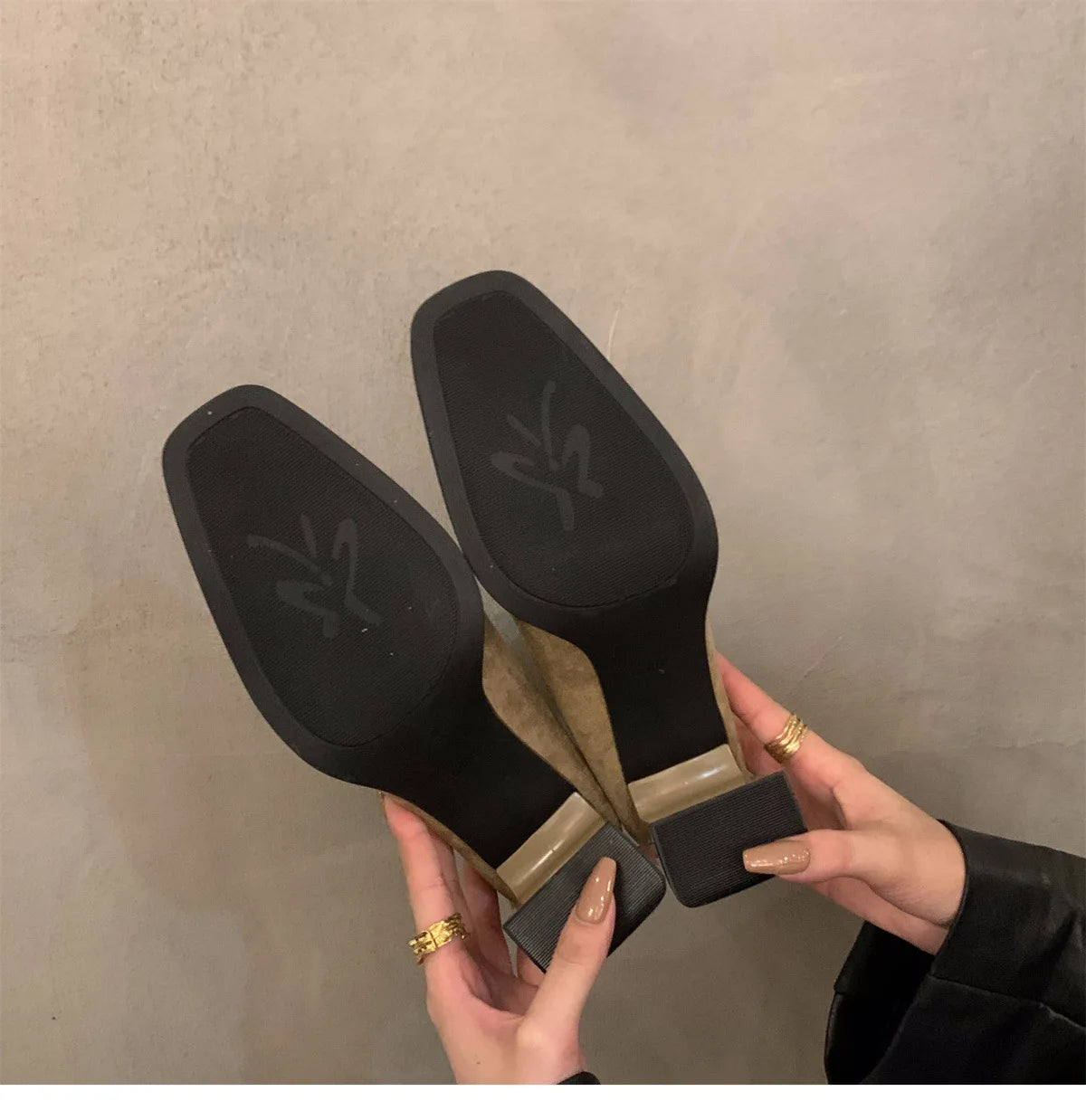 Vintage Women Ankle Boots 2024 Fashion Square Toe Thick High Shoes Autumn Winter New Ladies Elegant Stretch Slim Short Booties
