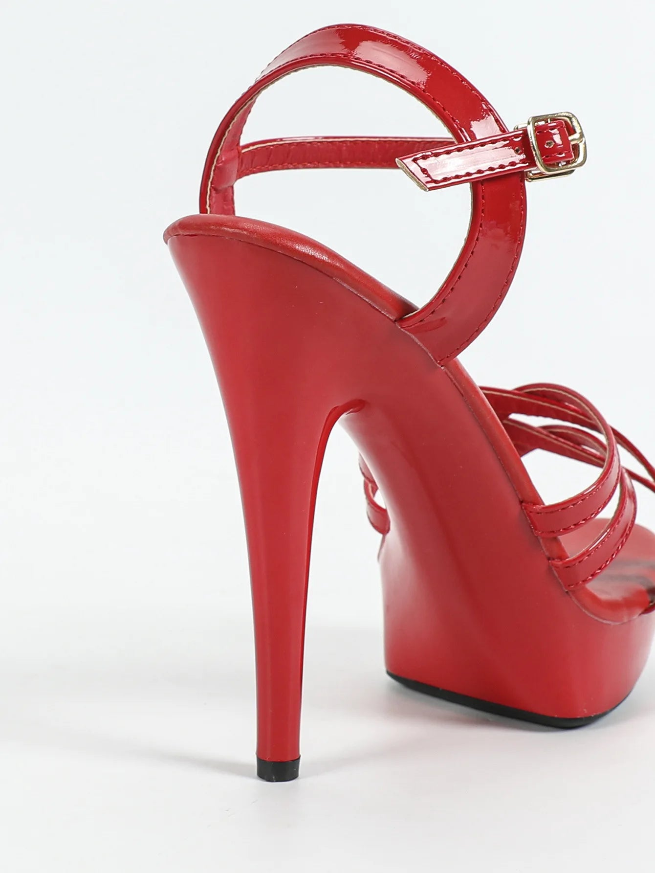 Zapatos de tacón alto para mujer, talla 43, con tiras finas, estilo pasarela, de 13 cm, con plataforma sólida, para fiesta y discoteca, color negro