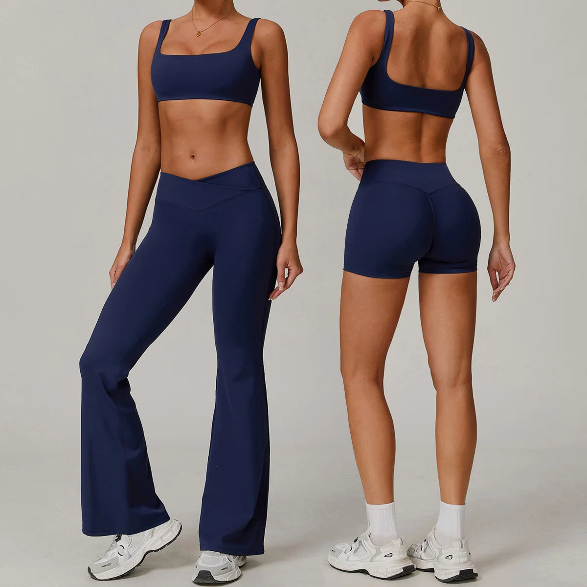 Nuevo conjunto de yoga para mujer, ropa deportiva para gimnasio, sujetador deportivo y pantalones cortos, conjuntos de leggings, atuendos de sensación desnuda, ropa deportiva femenina, chándal