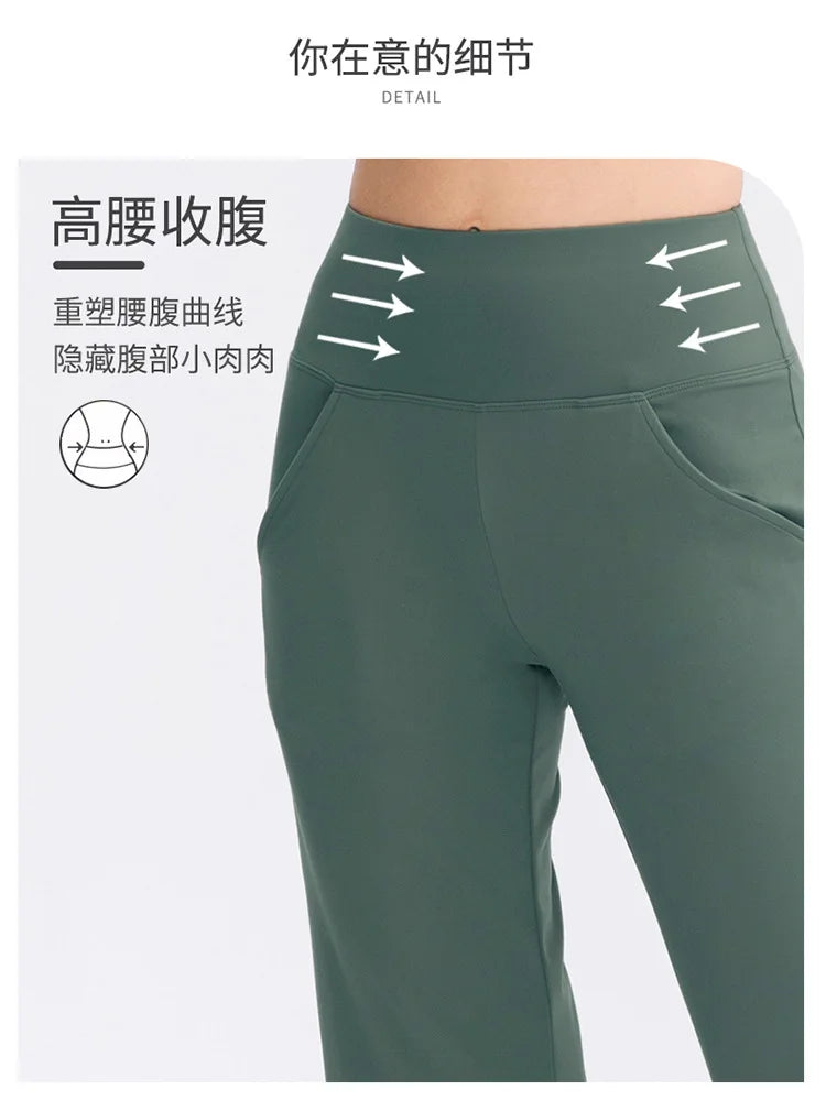 Pantalones deportivos para mujer, estilo casual, para yoga, holgados, de talle alto, elásticos, para entrenamiento físico, rectos, para correr, Yu02334