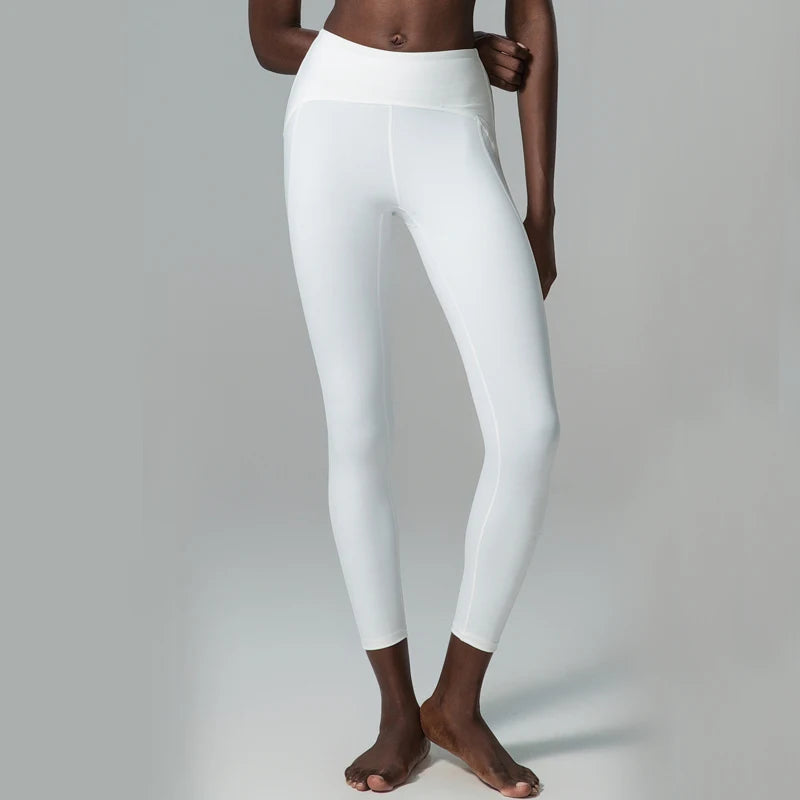 Pantalones de yoga para mujer, sensación de desnudez, alta elasticidad, nailon, cintura alta, leggings deportivos, realce, para correr, gimnasio, ropa deportiva femenina.