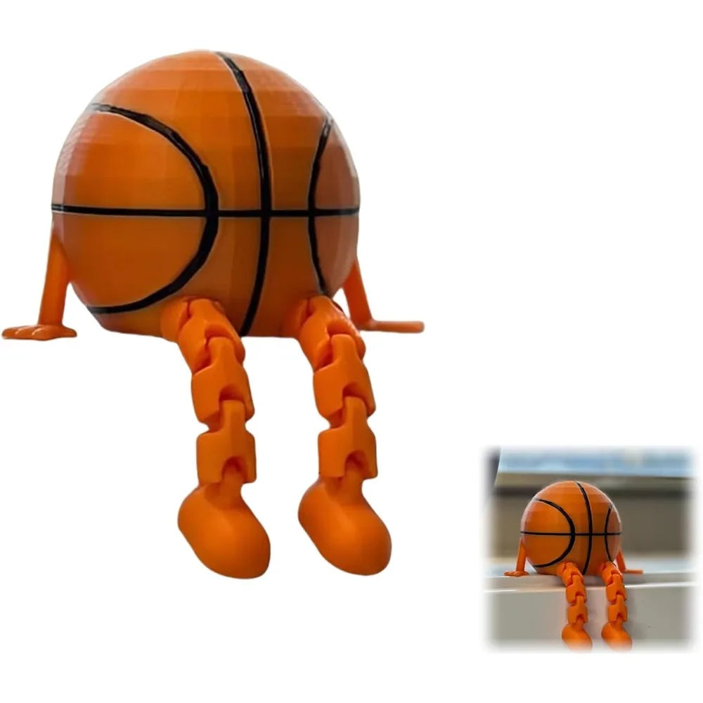 Figura de balón deportivo en miniatura de baloncesto, fútbol, béisbol y voleibol con patas articuladas, minidecoración para estanterías y escritorios.