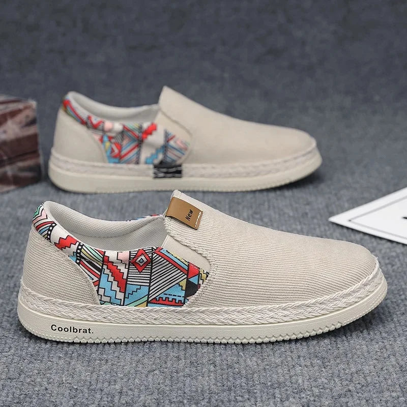Zapatos planos sin cordones para hombre, informales, de pana de algodón, estilo náutico, transpirables, de caña baja, para suelo de cemento, zapatillas deportivas adecuadas
