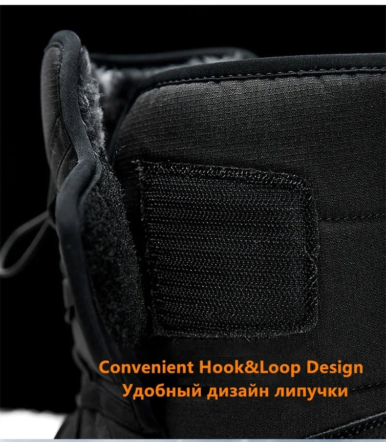 Nuevas botas de nieve cálidas de felpa para hombre, botas altas de invierno para hombre, botas de moto impermeables de invierno, botas de senderismo antideslizantes para exteriores para hombre.