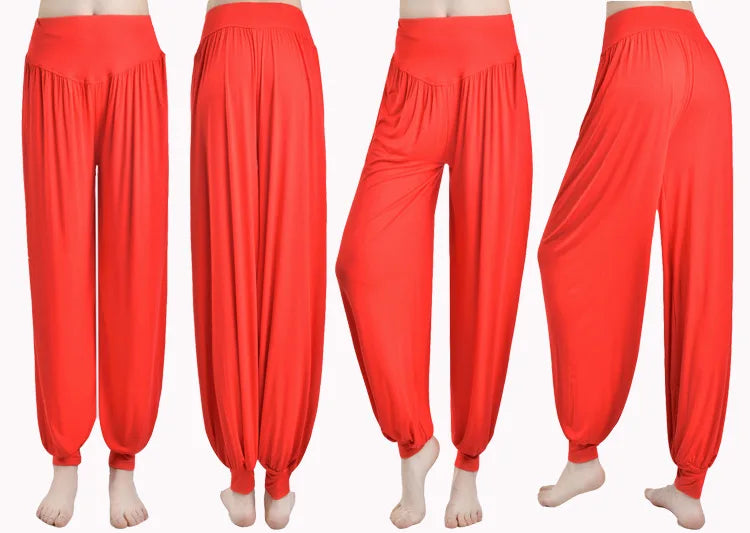 Pantalones de yoga para mujer, pantalones deportivos de talla grande para mujer, leggings de yoga, pantalones bombachos coloridos, pantalones de baile, yoga y taichí, pantalones de modal para mujer.