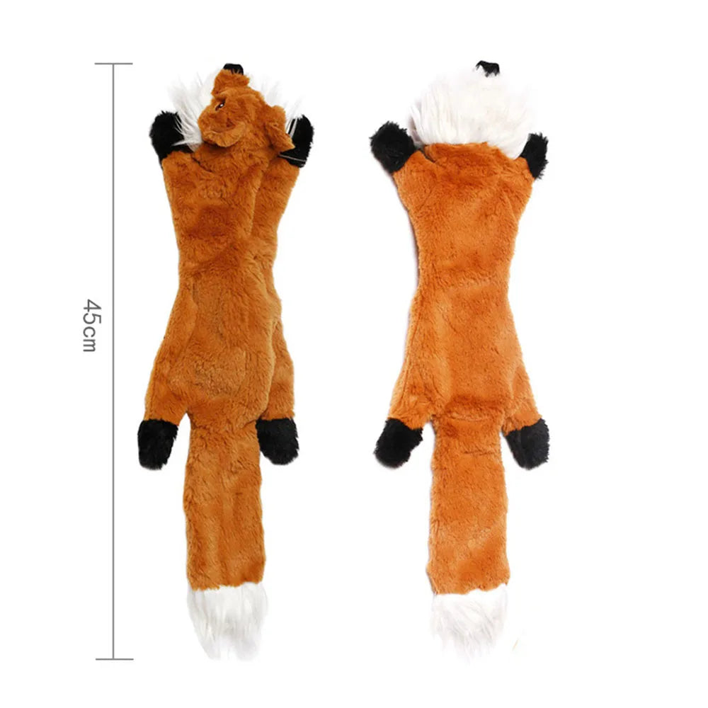 Divertido juguete de imitación de animal sin relleno para perros con chirriadores, duradero, de peluche sin relleno, con sonido chirriante, para masticar y arrugar.