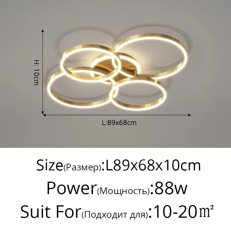 Lámparas de araña LED modernas, iluminación interior para sala de estar, estudio, dormitorio, lámparas de anillos redondos, lámparas de araña con lustre para vestíbulo, luminarias