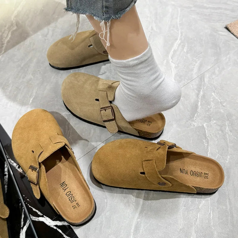 Sandalias vintage de mujer con suela gruesa, sin cordones, otoño/invierno 2024, nuevo estilo, tacón interior reforzado, adoquines de poliuretano