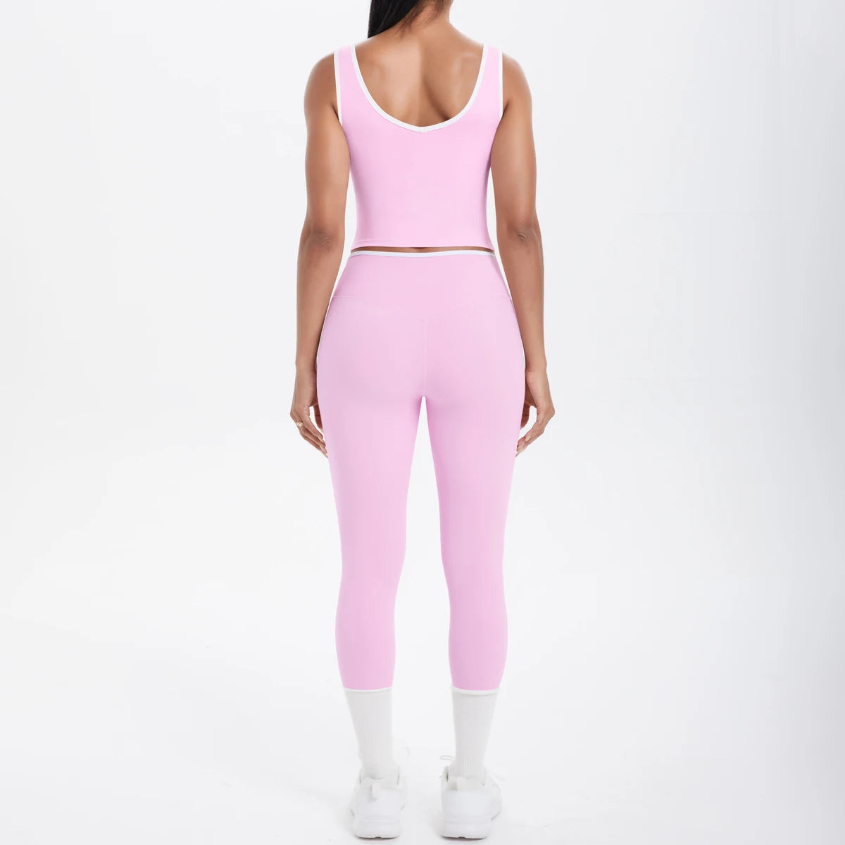 Conjunto de 2 piezas de pantalones de yoga con espalda descubierta y leggings para correr, de cintura alta, con estampado de melocotón y glúteos, para fitness y deportes.