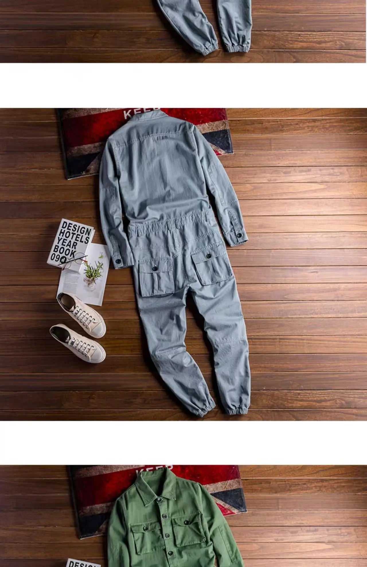 Spring Overalls Men's Jumpsuit Loose Long Sleeve Cotton Cargo Pants Black Yellow Workwear Trousers Working Uniform Rompers