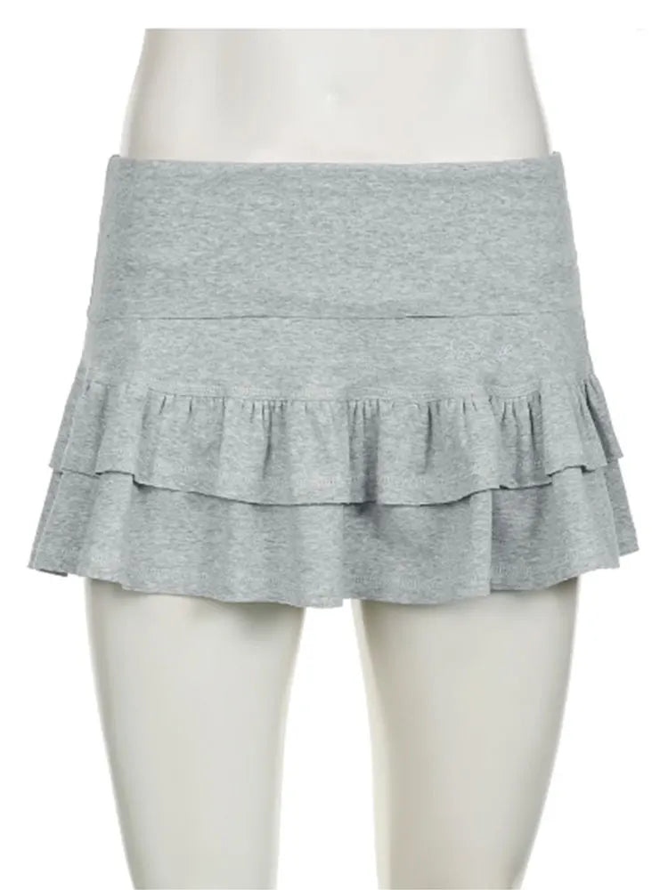 Mooyufo - Minifalda plisada lisa y dulce, estilo preppy, sexy, ajustada, de cintura baja, para mujer, moda urbana de verano 2024