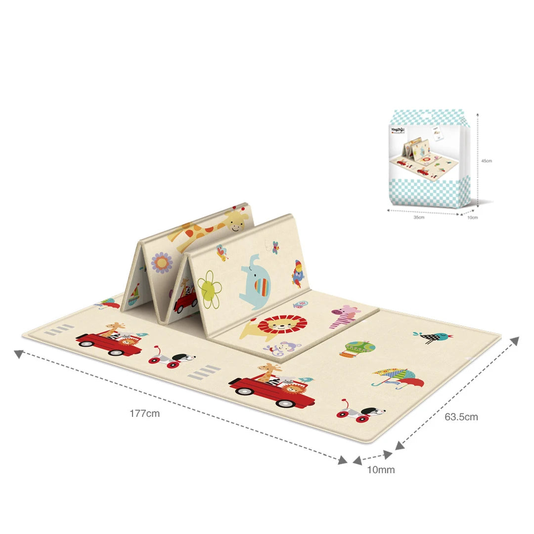 Alfombra plegable de doble cara para niños, tapete de juegos con dibujos animados para bebés, alfombra educativa para actividades para bebés, impermeable y fácil de guardar.