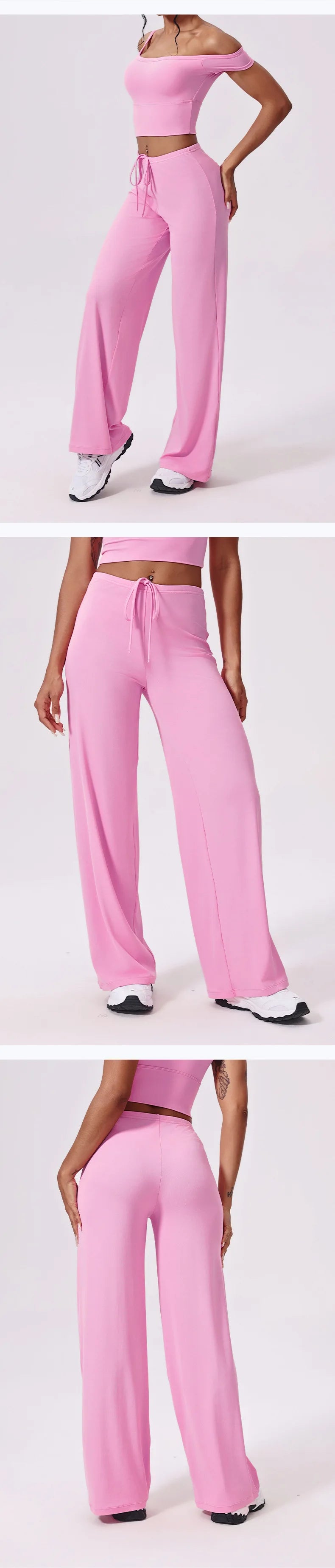 Pantalones de yoga deportivos, finos, transpirables, de pierna ancha, holgados, acampanados, para correr al aire libre, rectos, para mujer.