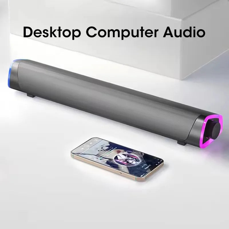 Altavoz Bluetooth inalámbrico, barra de sonido estéreo 4D, altavoces envolventes para el hogar, para portátil, proyector, reproductor de música de PC, entrada auxiliar de 3,5 mm, cable USB.