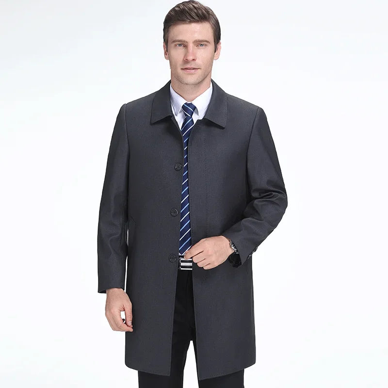 AYUNSUE - Gabardina de invierno de longitud media para hombre, chaqueta de lana acolchada gruesa de alta gama, abrigo informal holgado