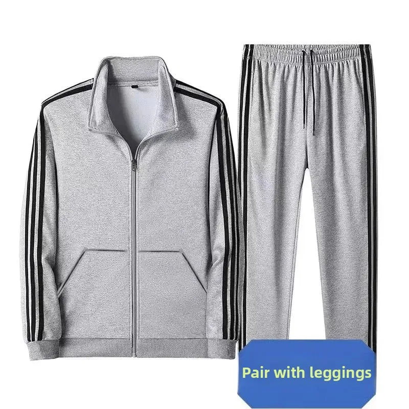 Conjunto deportivo para pareja, de manga larga y cuello alto, para correr, primavera y otoño, corte ajustado, versátil, popular, para correr por la mañana, dos piezas