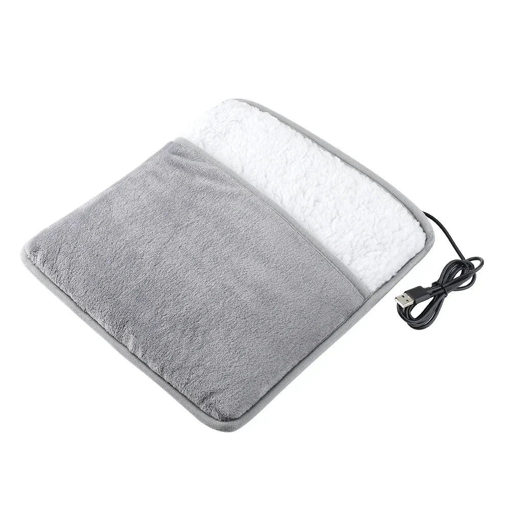 Almohadilla eléctrica para calentar pies de invierno, con carga USB, suave y lavable, para mejorar el sueño y el hogar.
