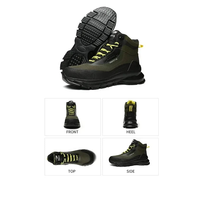 Zapatos de seguridad antisalpicaduras para hombre, botas de trabajo resistentes al desgaste, zapatos con punta de acero, zapatos protectores a prueba de pinchazos, zapatillas de seguridad