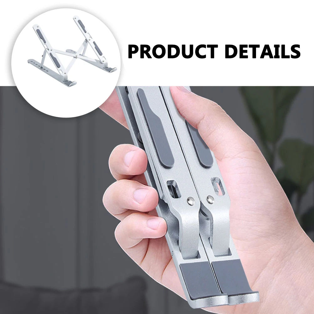 Soporte para portátil plegable de aluminio con altura ajustable Y1, color plateado, para escritorio, multiángulo, para portátil, tableta, uso en oficina