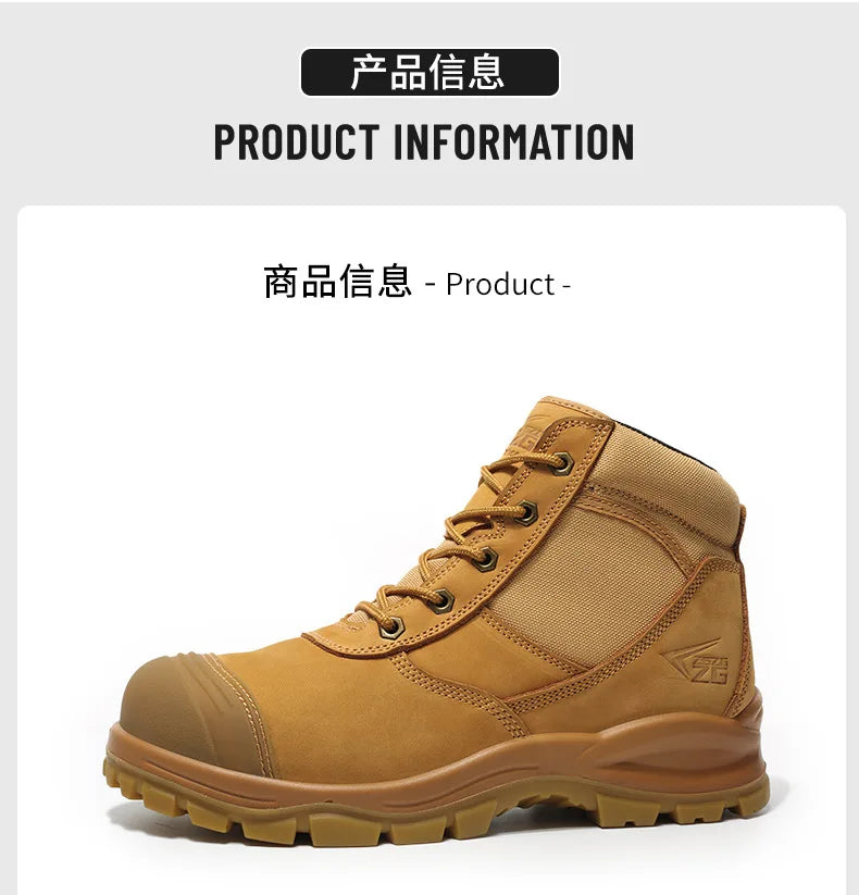 ROCKROOSTER Zapatos de senderismo para hombre, botas de caza impermeables, zapatos de seguridad de cuero, botines tácticos, zapatos de trabajo, zapatillas deportivas con punta de acero