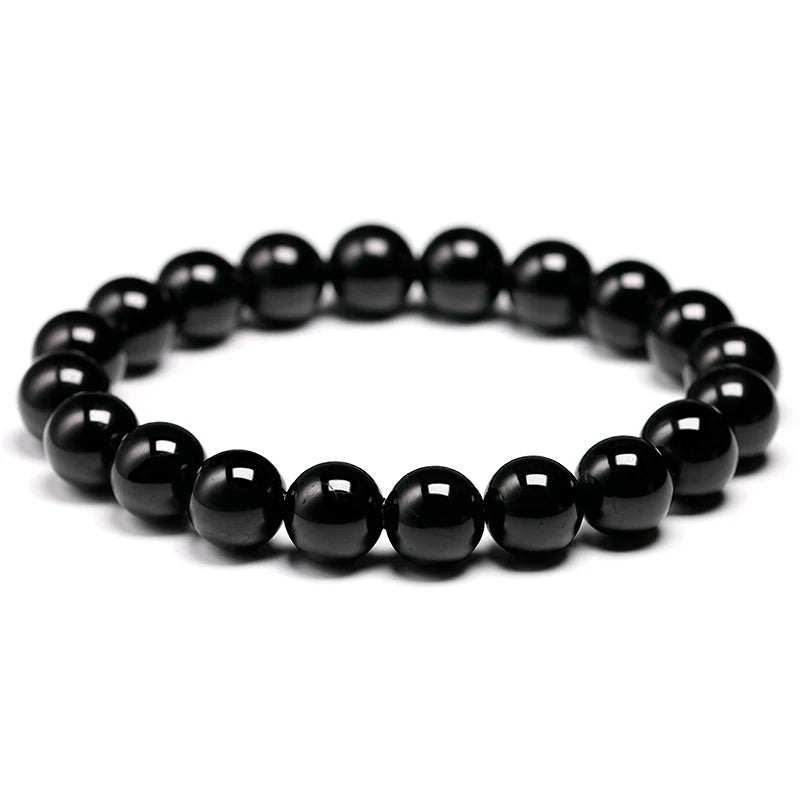 Pulsera de turmalina negra natural, pulsera de cuentas de piedra, pulsera energética de gemas para hombres, pulsera energética de yoga, hecha a mano, regalo para mujeres