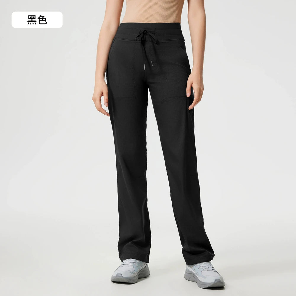 Women Quick Drying Sports Pants Breathable Running Fitness High Waisted Loose Style Wide Leg Casual Yoga Pants Full Length 2025