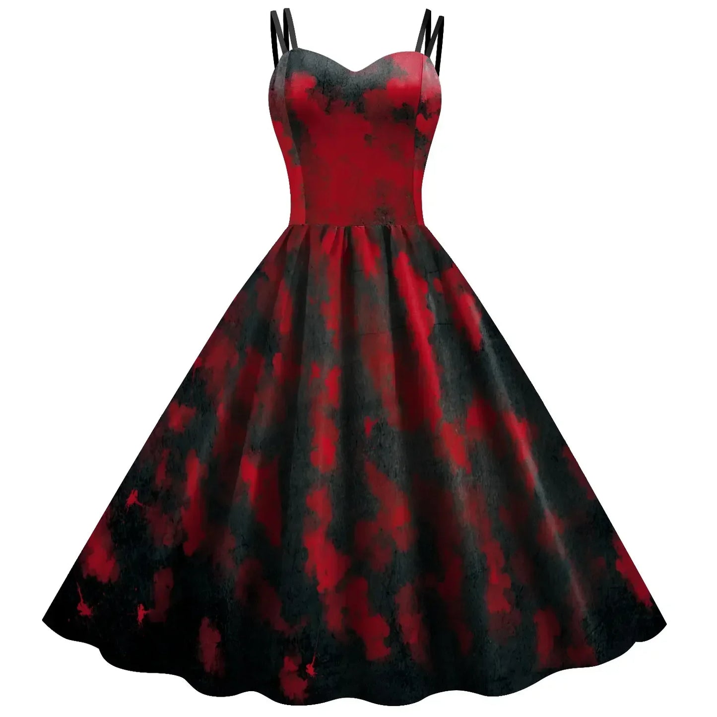 Halloween Costume Skeleton Rose Print Women Girl Female Goth Horror Rockabilly Carnival Fancy Dress Up Party Performance
