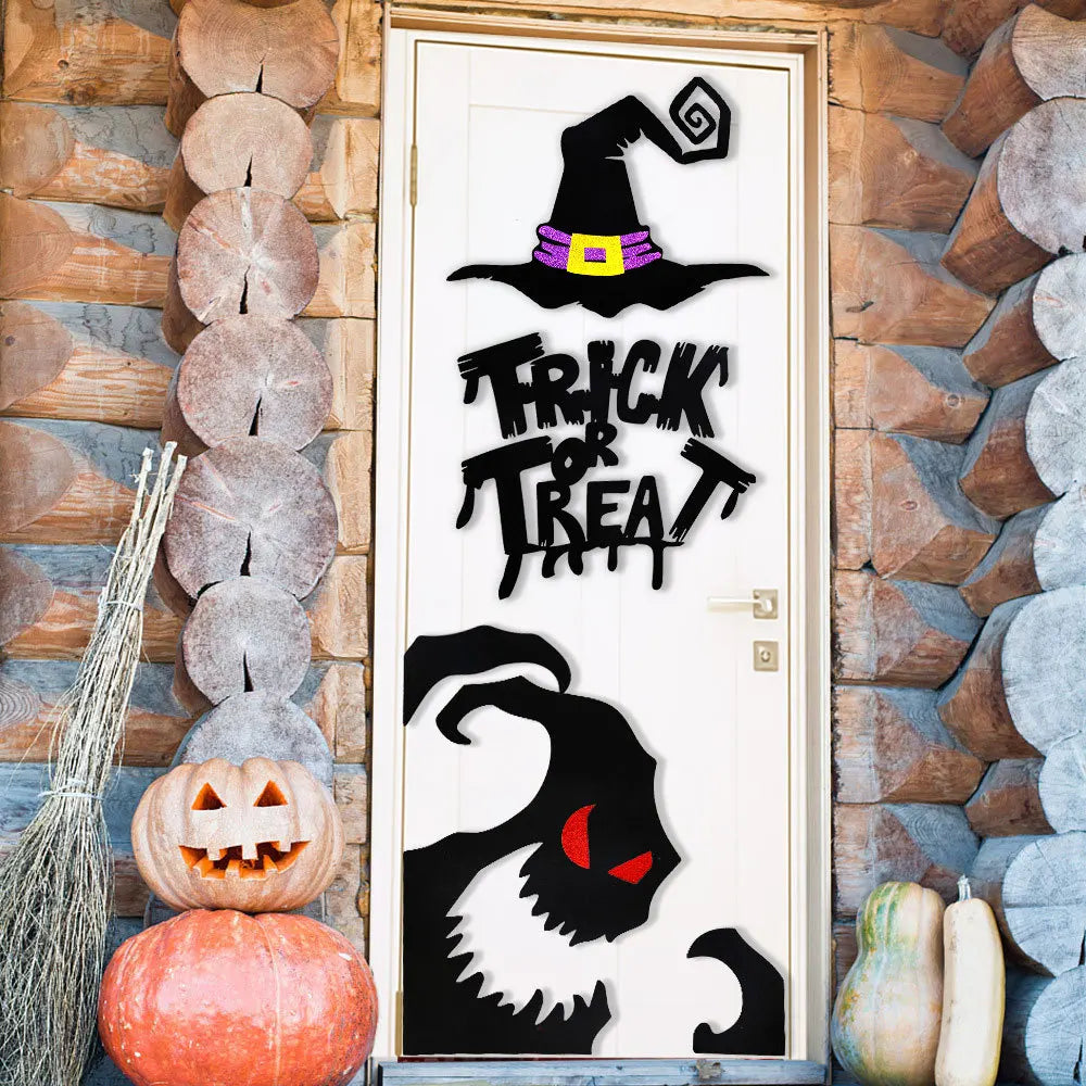 Pegatinas para puerta de habitación, decoración de Halloween, decoración de ventana, esqueleto, mano, calabaza, bricolaje, sombrero de bruja diablo, pegatinas para ventana de vidrio, fantasma