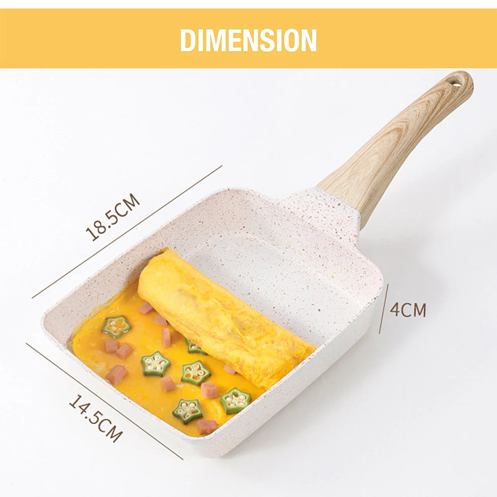 Sartén antiadherente para tamagoyaki, tortilla japonesa, huevos, rectangular, con mango desmontable anti-escaldaduras, apta para todo tipo de estufas.