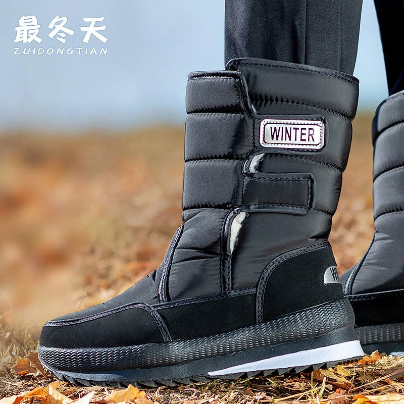 Botas de nieve gruesas, antideslizantes, cálidas, de terciopelo, para hombre y mujer, de algodón, para invierno.