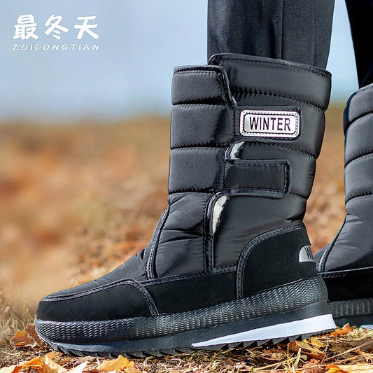 Botas de nieve gruesas, antideslizantes, cálidas, de terciopelo, para hombre y mujer, de algodón, para invierno.