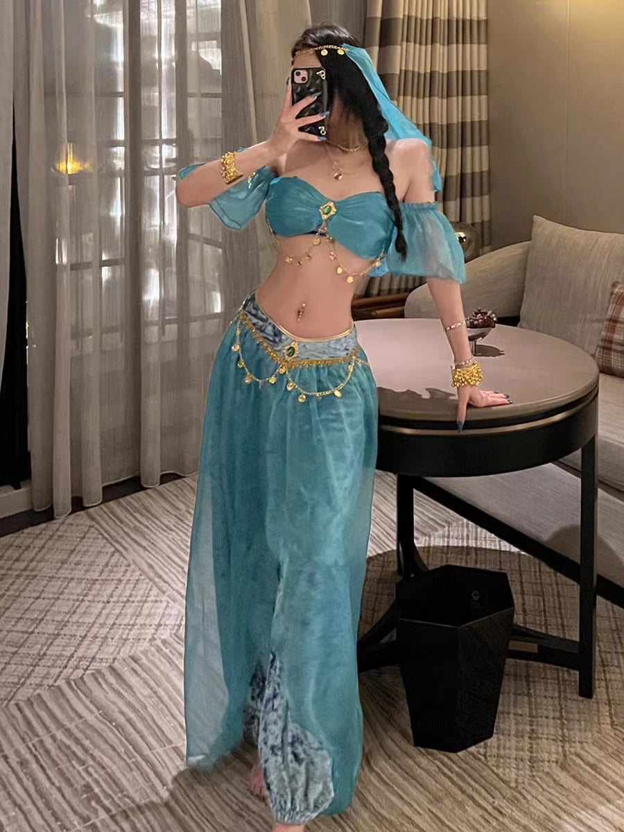 Role Playing Sexy Western Region Dancer Peacock Princess Greek Goddess Costume Hot Egyptian Indian Dancer Exotic Costume Stage
