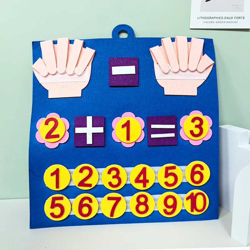 Tablero de fieltro Montessori para matemáticas cognitivas, educación temprana, iluminación, juguetes para niños, regalos
