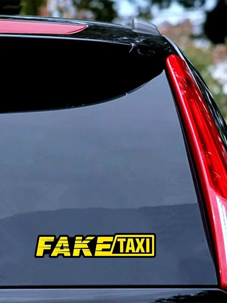 Pegatinas de taxi falsas personalizadas, pegatinas divertidas de carreras, piezas de motocicleta para automóvil resistentes a los arañazos, cubiertas con arañazos de automóvil