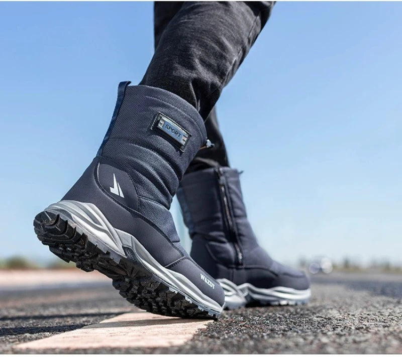 Botas de nieve altas antideslizantes para hombre, para deportes al aire libre, estilo noreste, gruesas, cálidas e informales, de algodón, con terciopelo impermeable.