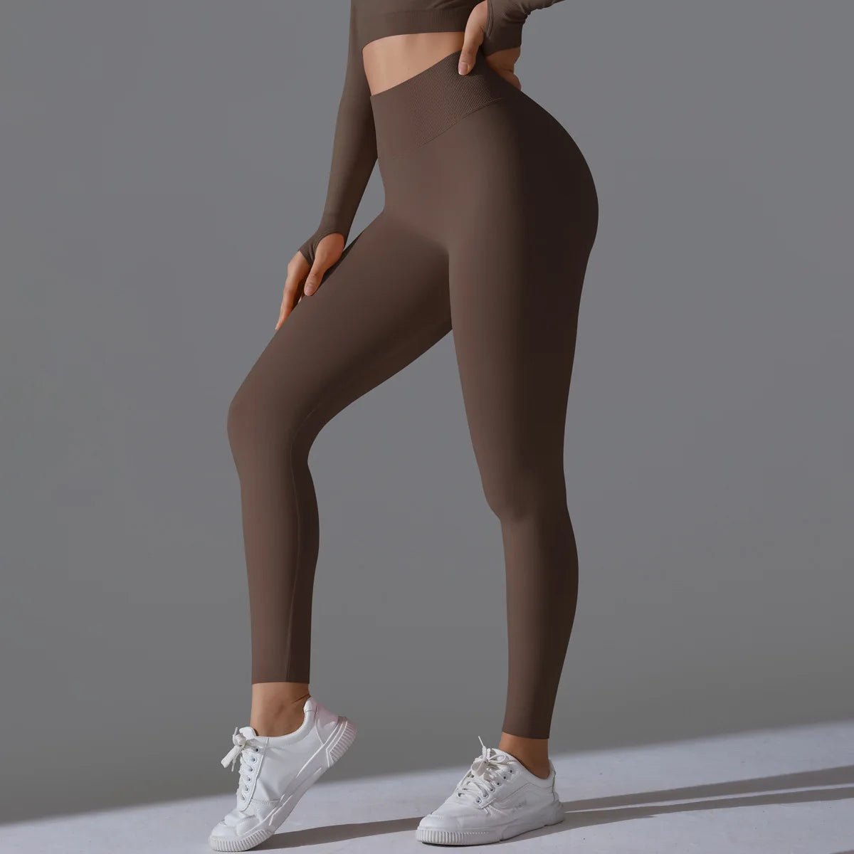 Leggings deportivos de yoga para mujer, sin costuras, cintura alta, elásticos, color sólido, para gimnasio, correr, secado rápido, realce y efecto moldeador.
