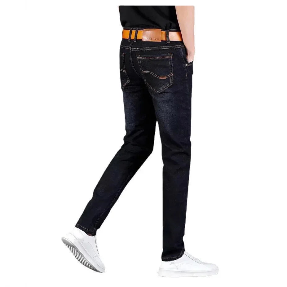 Pantalones vaqueros elásticos de otoño para hombre, holgados, rectos, casuales, a la moda, de corte cómodo, estilo chino, colección de otoño