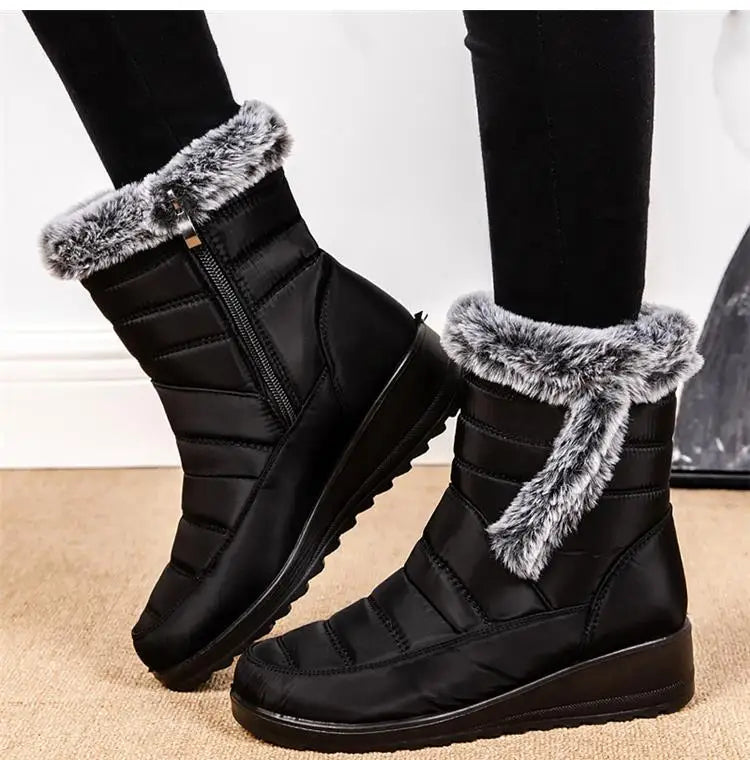 Botas de nieve para mujer, zapatos sólidos para mujer, zapatos impermeables para mujer, botines nuevos, botas planas para mujer, zapatos de invierno para mujer, botas