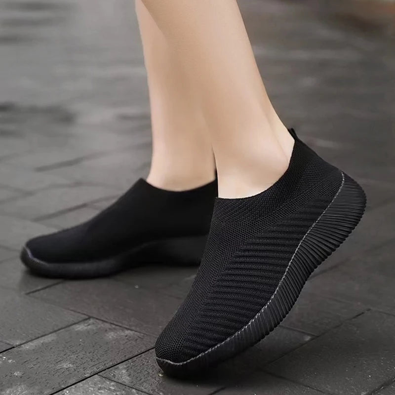 Zapatos de mujer para caminar, de color liso, antideslizantes, informales, de tenis, deportivos, ligeros, transpirables, para trabajar y viajar, talla 36-42