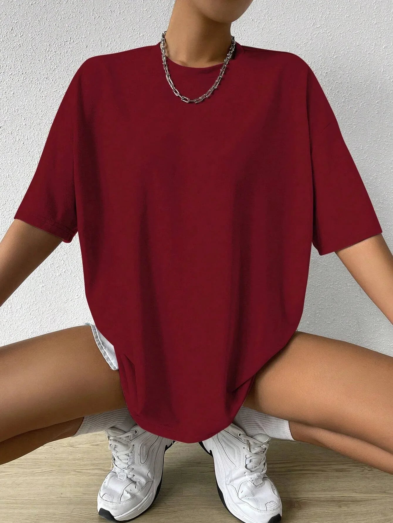Camisetas de algodón suaves de manga corta de color liso para mujer, ropa deportiva, transpirables y cómodas, camiseta holgada básica que combina con todo para mujer